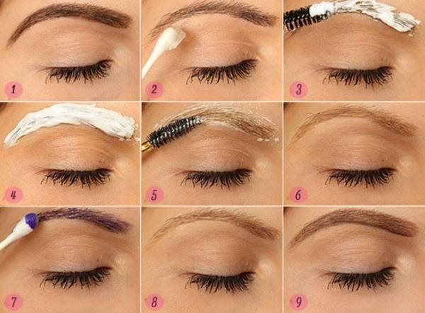 Étapes du processus de teinture des sourcils au henné