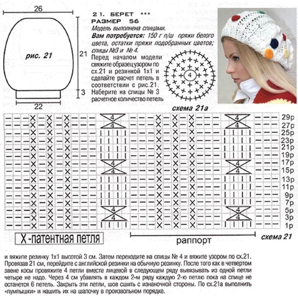 Como tricotar um chapéu. Chapéu feminino, masculino e infantil. Padrões de tricô