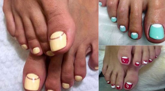 Pedicure francesa nas pernas com strass. Ideias de moda, instruções com fotos