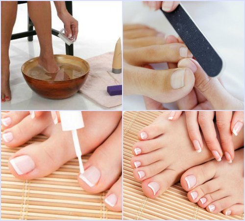 Pedicure francesa nas pernas com strass. Ideias de moda, instruções com fotos