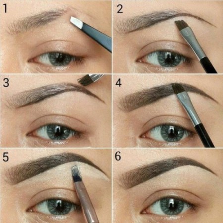 Maquillage de tous les jours pour les yeux verts étape par étape à la maison. Une photo