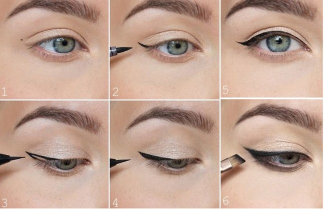 Maquillage quotidien pour les yeux verts étape par étape à la maison. Une photo