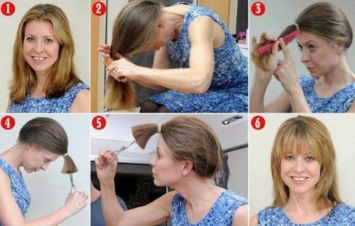 Haircut Ladder para cabelos longos e médios. Foto de como cortar o cabelo