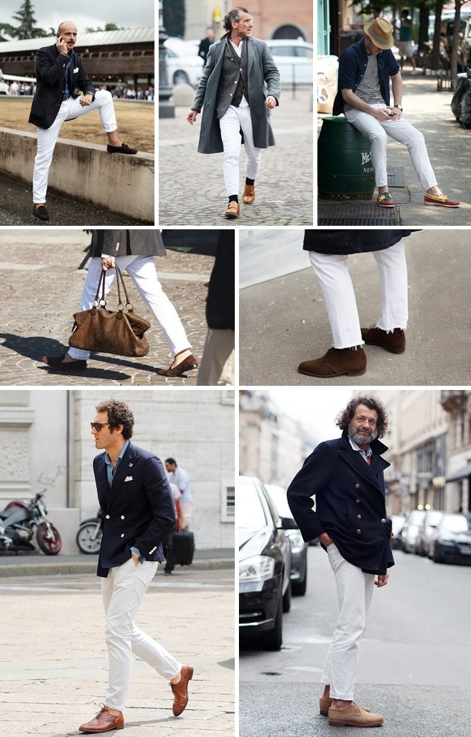 Avec quoi porter des jeans blancs été comme hiver, femmes et hommes. Une photo