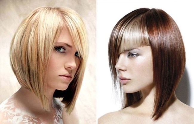 Corte de cabelo feminino para cabelo médio com franja. Foto de cortes de cabelo da moda para cabelos claros, escuros e ruivos