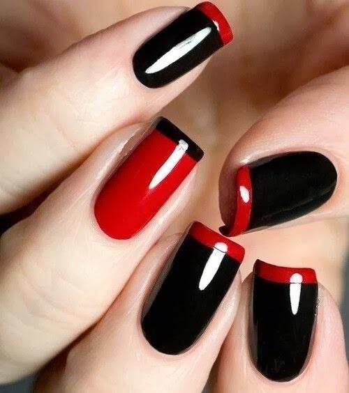 Manicure vermelha. Desenho de unhas em vermelho com verniz gel. Ideias, fotos, desenhos