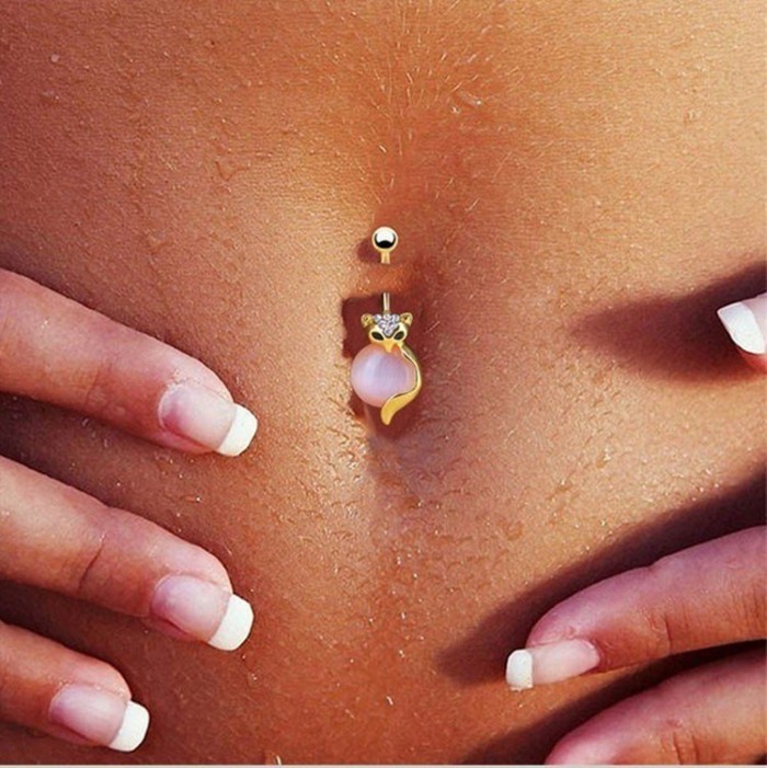 Piercing no umbigo - foto como é feito, cura. Piercing de ouro, prata