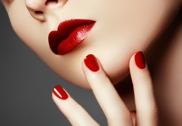 Manicure vermelha. Desenho de unhas em vermelho com verniz gel. Ideias, fotos, desenhos