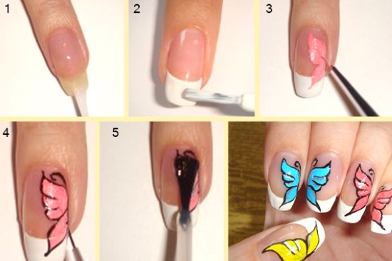 Design de unhas francês - notícias e fotos. Idéias de desenho, com polidor de gel brilhante, strass, brilhos, controles deslizantes, listras