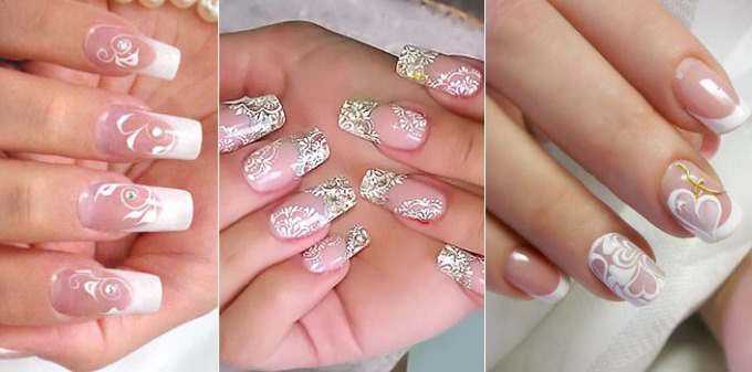 Design de unhas francês - notícias e fotos. Idéias de desenho, com polidor de gel brilhante, strass, brilhos, controles deslizantes, listras