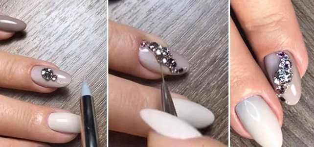 Design strass em unhas. Que lindo colocar, colar, consertar, ideias de localização