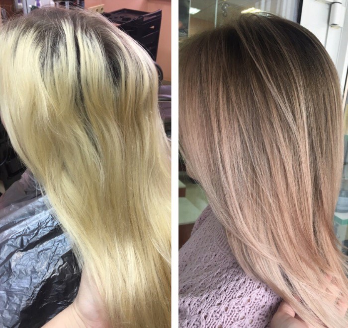 Matriz de tintura de cabelo - paleta de cores por números, foto no cabelo