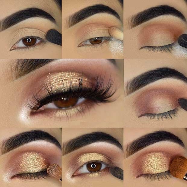 Maquillage de soirée pour les yeux bruns. Photo étape par étape à la maison, douce, belle, facile pour les brunes, Smokey Ice, avec et sans faux cils