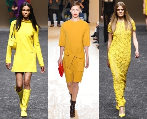 Quelle couleur est le jaune combiné avec dans les vêtements pour femmes. La signification de qui convient, quoi porter, photo des options de combinaison