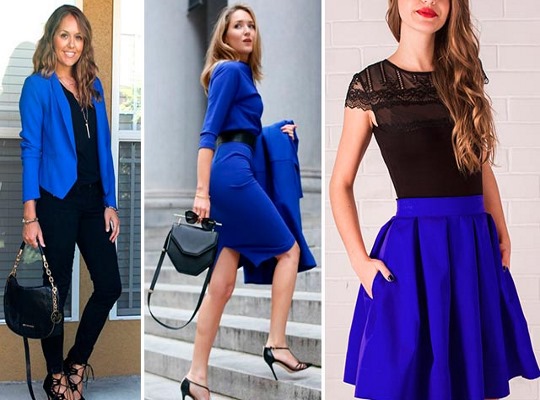 Que cor é combinada com o azul nas roupas femininas. Foto, o que significa o que vestir, quem se encaixa