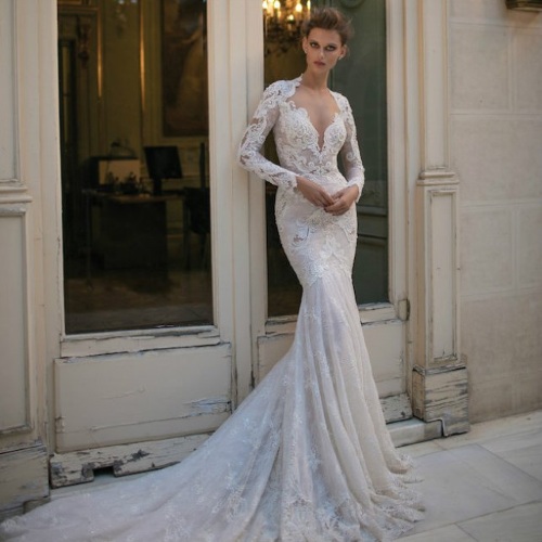 Robes de soirée pour le mariage pour la mariée: simple, dentelle, et la silhouette, poisson, pour le plein, bleu, blanc, rose. Photo d'options à la mode