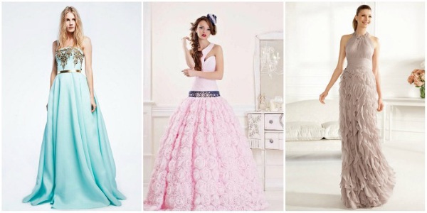 Vestidos de noite para o casamento para a noiva: simples, renda, e a silhueta peixe, para o cheio, azul, branco, rosa. Foto de opções da moda