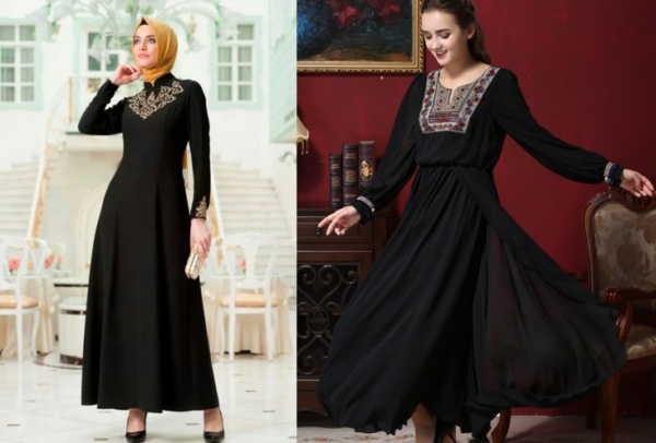 Rochie de seară neagră pe podea cu o fantă, dantelă, umeri deschiși, spate, pentru întreg, în stil Dior. O fotografie