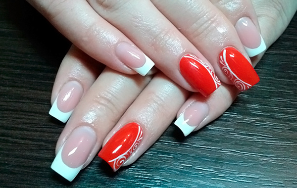 Desenho de unhas vermelho e branco: foto, tecnologia, como aplicar passo a passo para iniciantes. Ideias de design, novos itens