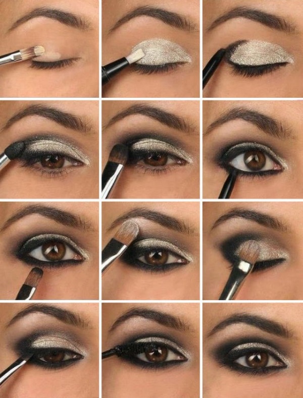 Maquillage pour brunes aux yeux marrons pour peau claire et foncée, pour agrandir les yeux, pour tous les jours, séance photo, Smoky ice, nude