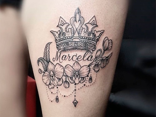 Tatuagem de coroa no braço para meninas, no pulso. Significado, esboços, fotos. Decodificando a coroa com as letras A, K, B, E, M