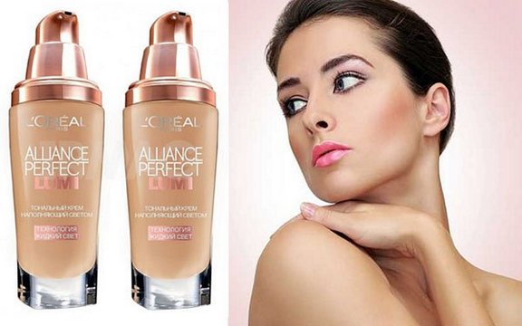 Fond de teint Loreal Alliance Perfect: palette de couleurs, nuances, avantages et inconvénients, mode d'emploi. Commentaires