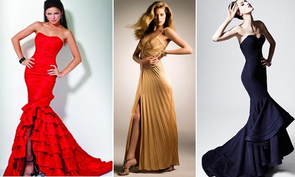 Vestidos de noite até o chão com costas abertas, manga comprida, fenda na perna, renda. Foto de vestidos da moda