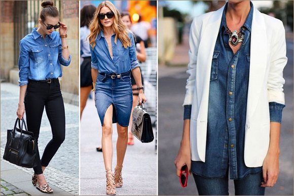 Camisas jeans femininas: estilos, o que vestir. Arcos da moda 2024, fotos e imagens