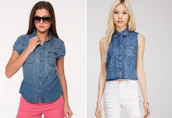 Camisas jeans femininas: estilos, o que vestir. Arcos da moda 2024, fotos e imagens