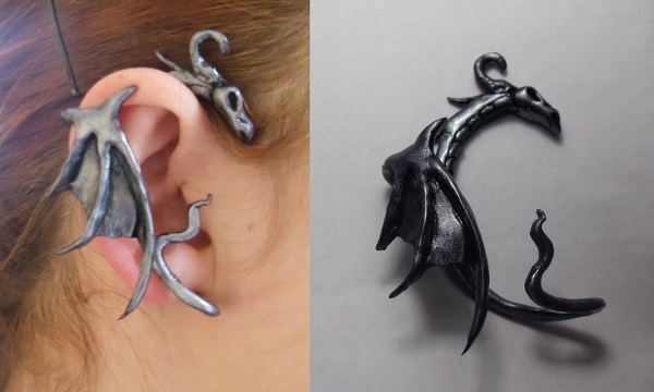 Manchettes d'oreille sur les oreilles d'or, d'argent, de fil. Comment porter des bijoux, comment faire des poignets de vos propres mains. Cours de maître