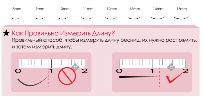 Curls de cils pour extension: l, m, s, l, d, ss, b, j, 3D. Photo, dimensions, épaisseur et longueur