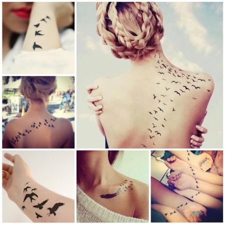 Lindas tatuagens para meninas. Foto de inscrições, tatuagens femininas claras, emparelhadas, pequenas no braço, pulso, coxa, ombro, perna, abdômen