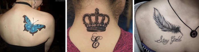 Lindas tatuagens para meninas. Foto de inscrições, tatuagens femininas claras, emparelhadas, pequenas no braço, pulso, coxa, ombro, perna, abdômen