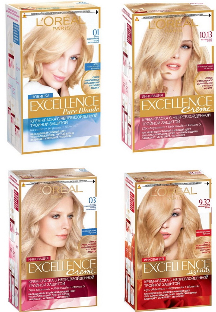 Tintura para cabelo L'Oreal Excellence (Loreal Excellence). Paleta de cores, tons de fotos