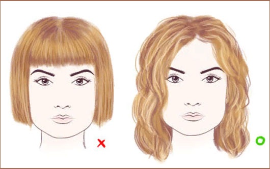 Meninas com cabelo curto para um rosto redondo, com franja longa, para cabelos cacheados. Penteados para jovens