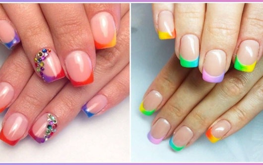 Manicure francesa em unhas curtas. Idéias para polimento em gel oval, quadrado, estampado, strass. Passo a passo em casa