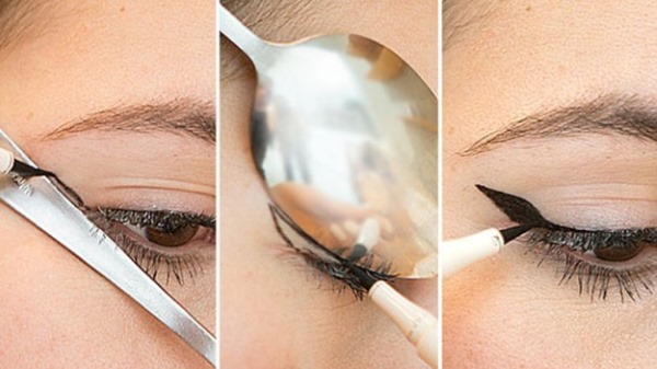 Cum să desenați singuri săgeți cu eyeliner lichid cu o lingură, folosind bandă, creion. Life hack pentru începători cu o pleoapă căzută, ochi de pisică, în engleză