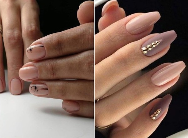 Manicure bege. Ideias de moda, foto mate, delicado em tons de bege