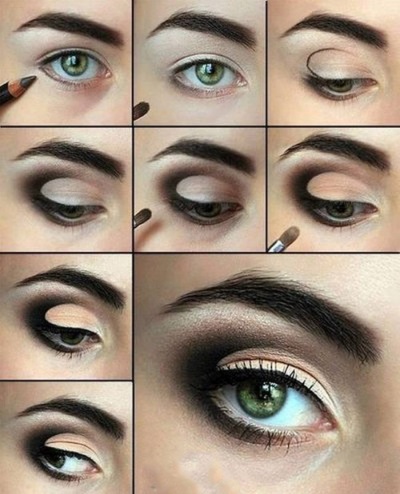 Maquillage yeux verts et cheveux foncés, clairs, rouges, pour tous les jours, pour un mariage. Instruction étape par étape