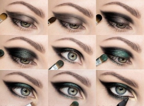 Maquillage yeux verts et cheveux foncés, clairs, rouges, pour tous les jours, pour un mariage. Instruction étape par étape