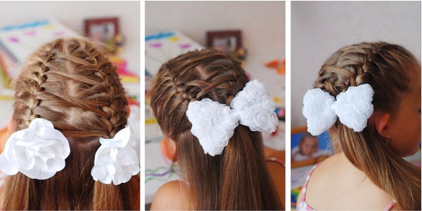 Penteados para cabelo médio para a escola em 5 minutos leves, rápidos, lindos, com franja para todos os dias, 1º de setembro, formatura