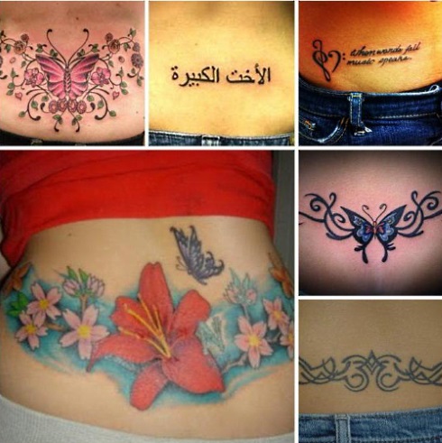 Tatuagem na parte inferior das costas para meninas. Fotos, padrões, esboços, inscrições com tradução. Valor