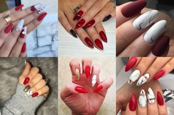 Manicure vermelha com strass. Fotos, novidades. Características de execução