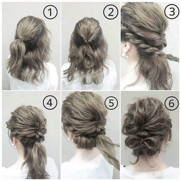 Penteado fácil para cabelos médios em 5 minutos. Foto como fazer passo a passo em casa