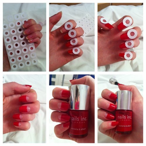 Manucure rouge pour les ongles courts. Photo, design 2024 avec strass, paillettes, frottement, français