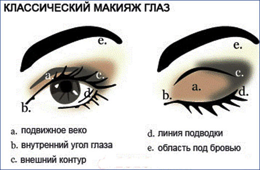 Técnica de aplicação de sombra para os olhos, esquema de maquiagem. Como pintar passo a passo com uma foto