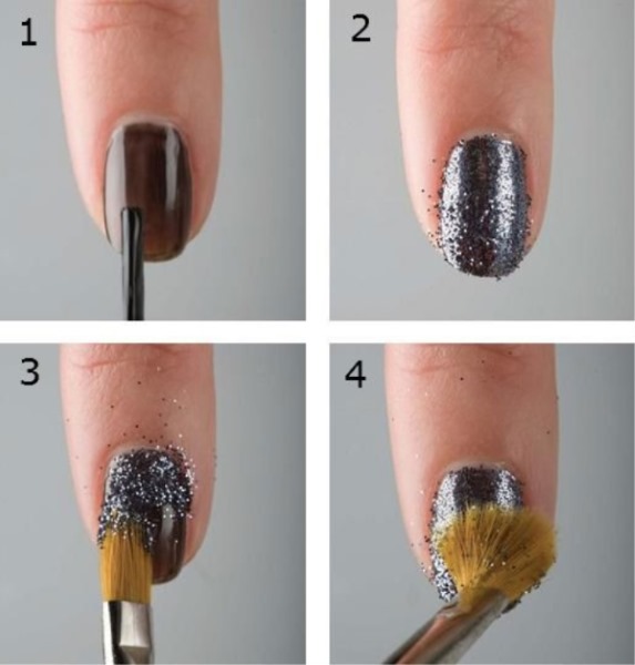 Como aplicar glitter em polonês gel sem top coat, revestido. Instrução, vídeo