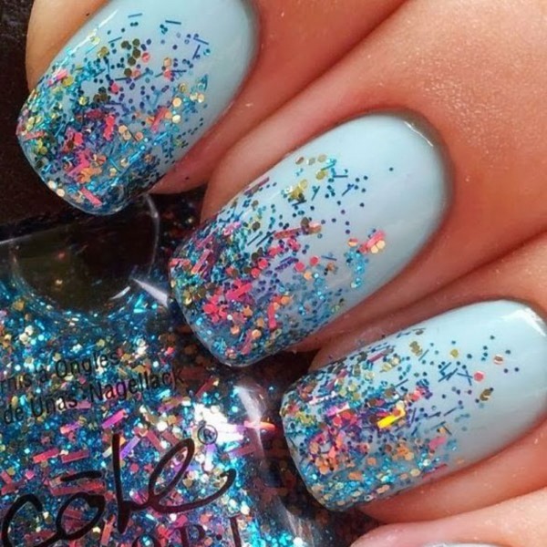 Como aplicar glitter em polonês gel sem top coat, revestido. Instrução, vídeo