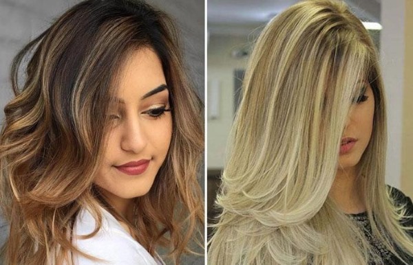 Cortes de cabelo femininos em várias camadas para cabelos médios com franja. Fotos, opções