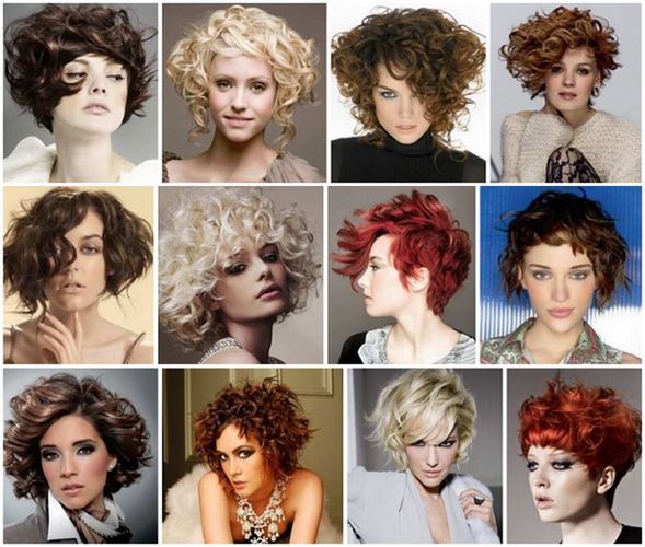 Cortes de cabelo curtos para cabelos cacheados para mulheres que não precisam de modelagem. Uma foto